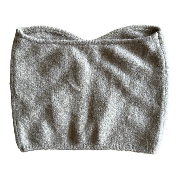 ZARA Sage Green Alpaca Knit Strapless Crop Top Sleeveless Size Medium - Picture 6 of 9